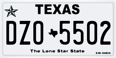 TX license plate DZO5502