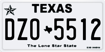 TX license plate DZO5512