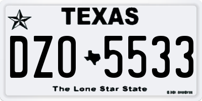 TX license plate DZO5533