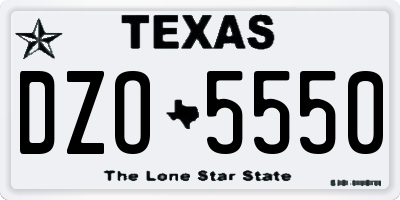 TX license plate DZO5550