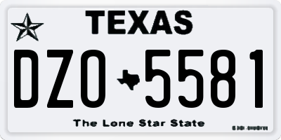 TX license plate DZO5581