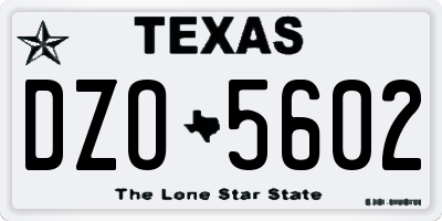 TX license plate DZO5602