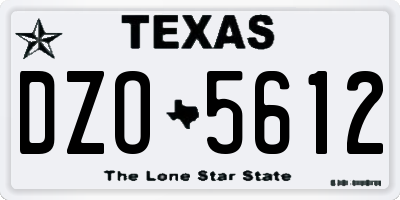 TX license plate DZO5612