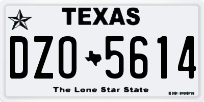 TX license plate DZO5614