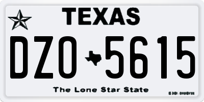 TX license plate DZO5615
