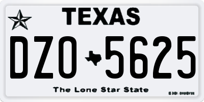 TX license plate DZO5625
