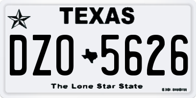 TX license plate DZO5626