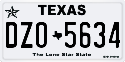 TX license plate DZO5634