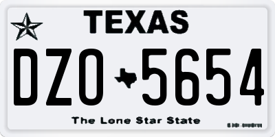 TX license plate DZO5654