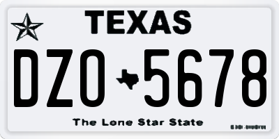 TX license plate DZO5678