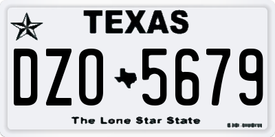TX license plate DZO5679