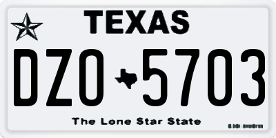 TX license plate DZO5703
