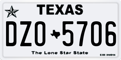 TX license plate DZO5706