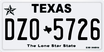 TX license plate DZO5726