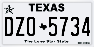 TX license plate DZO5734