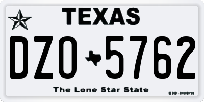 TX license plate DZO5762