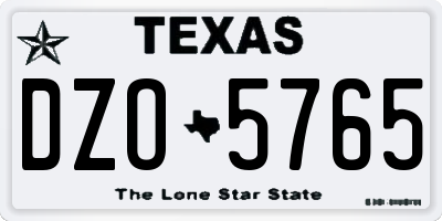 TX license plate DZO5765