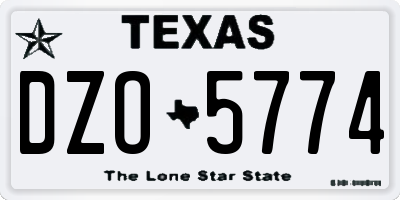 TX license plate DZO5774