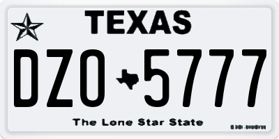 TX license plate DZO5777