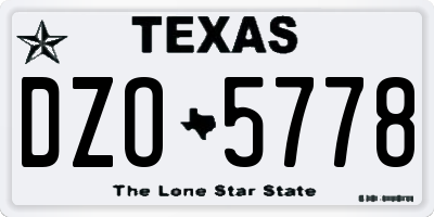 TX license plate DZO5778