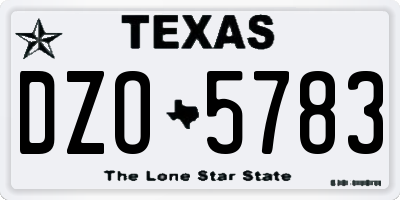 TX license plate DZO5783