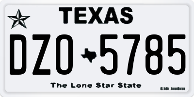 TX license plate DZO5785