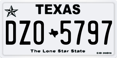 TX license plate DZO5797