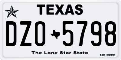 TX license plate DZO5798