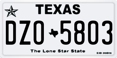 TX license plate DZO5803
