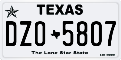 TX license plate DZO5807