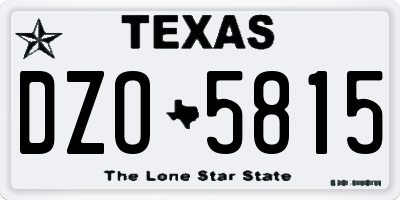TX license plate DZO5815