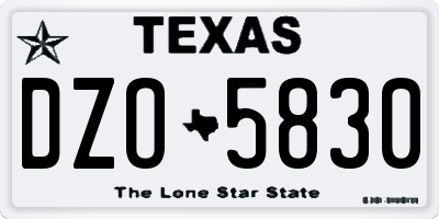 TX license plate DZO5830
