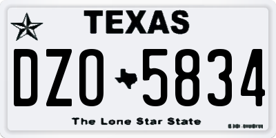 TX license plate DZO5834