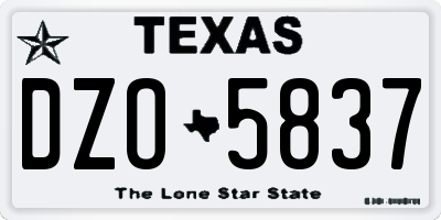 TX license plate DZO5837