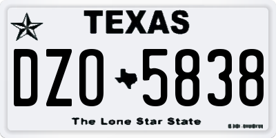 TX license plate DZO5838