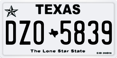 TX license plate DZO5839