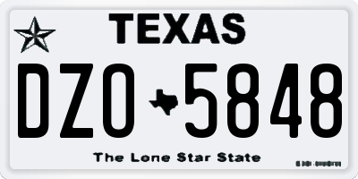 TX license plate DZO5848
