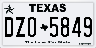 TX license plate DZO5849
