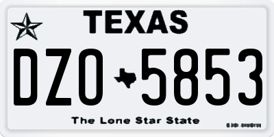 TX license plate DZO5853