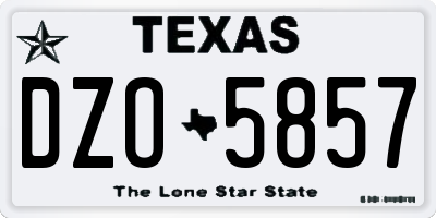 TX license plate DZO5857