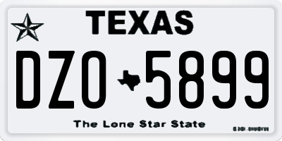 TX license plate DZO5899