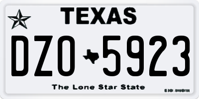 TX license plate DZO5923