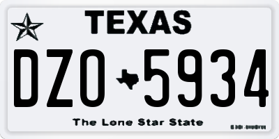 TX license plate DZO5934