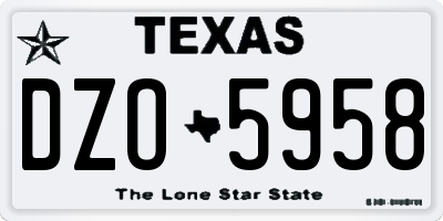 TX license plate DZO5958
