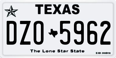 TX license plate DZO5962