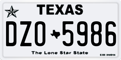 TX license plate DZO5986