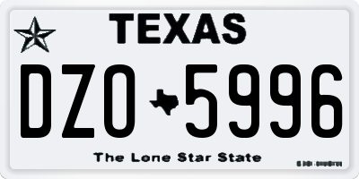 TX license plate DZO5996