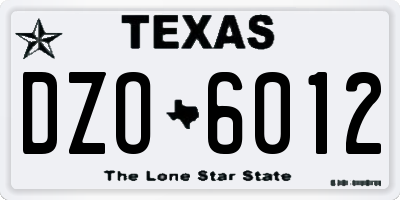 TX license plate DZO6012
