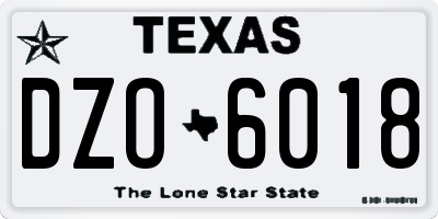 TX license plate DZO6018