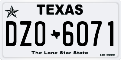 TX license plate DZO6071